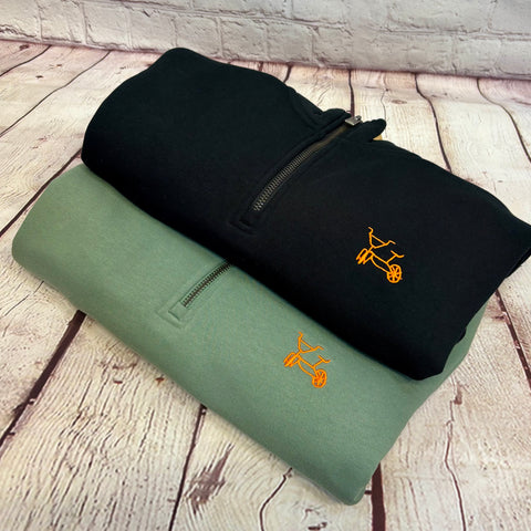 BMX, designed by Maxi - Embroidered 1/4 Zip Sweatshirt - (unisex)