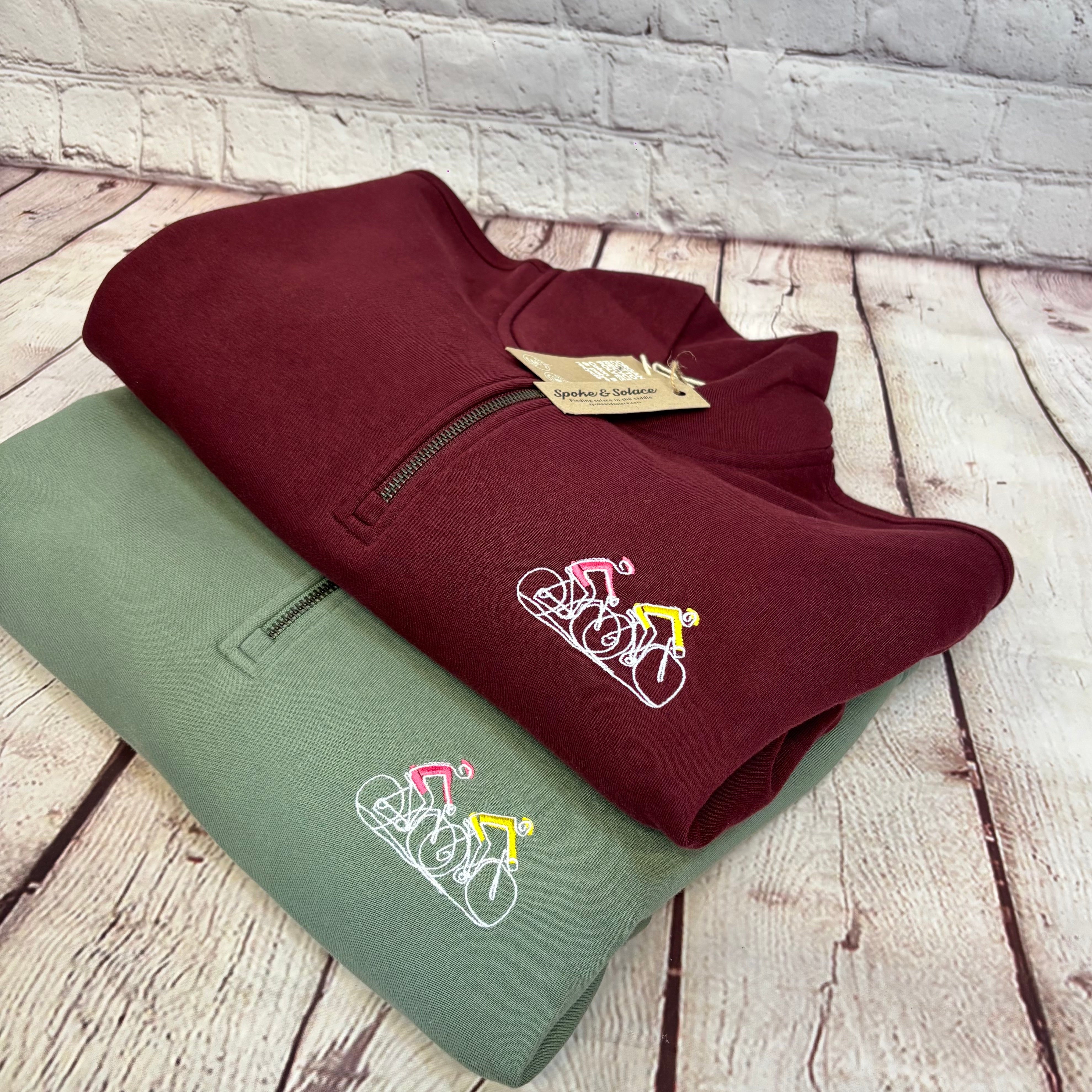 Cycling Duo - Embroidered 1/4 Zip Sweatshirt - (unisex)