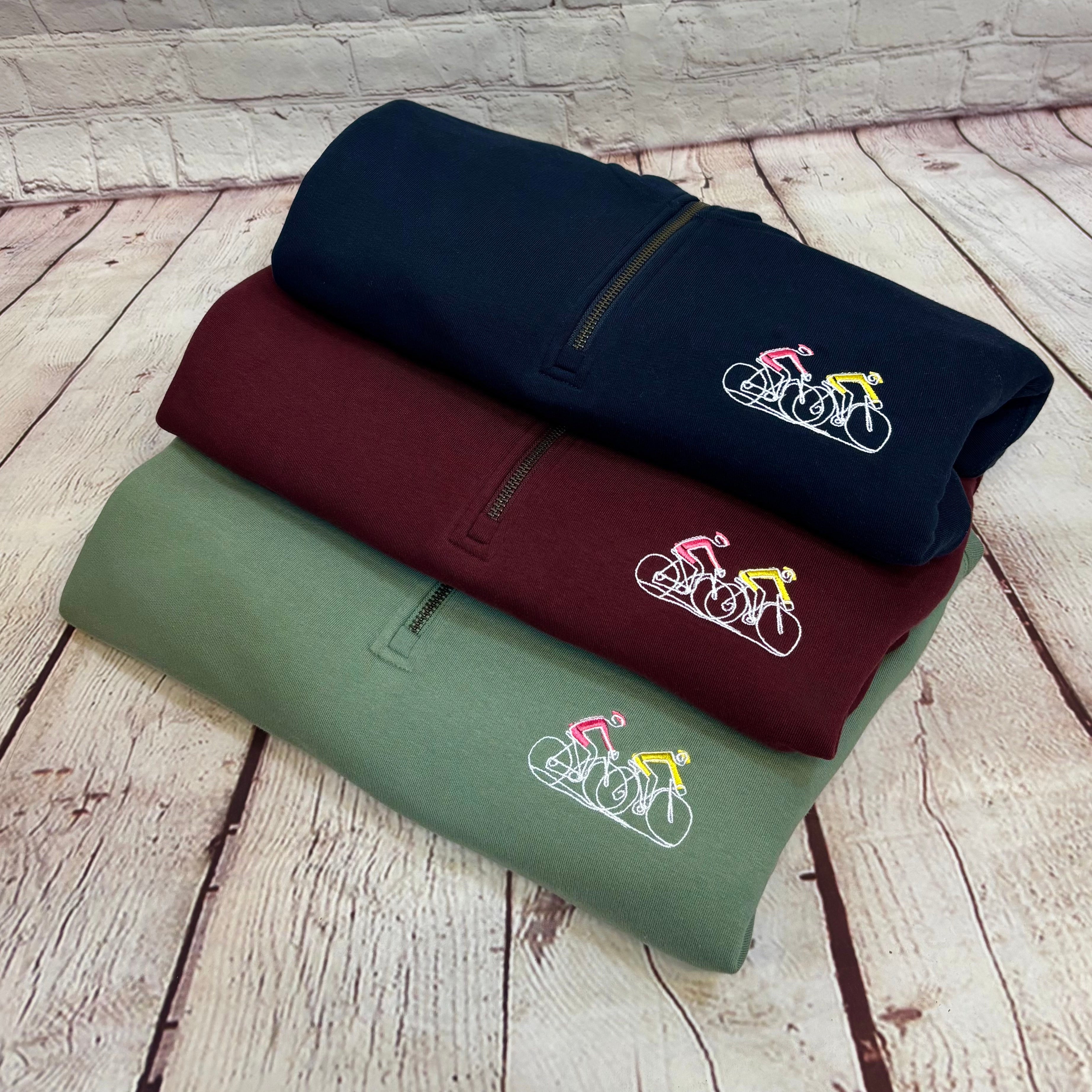 Cycling Duo - Embroidered 1/4 Zip Sweatshirt - (unisex)