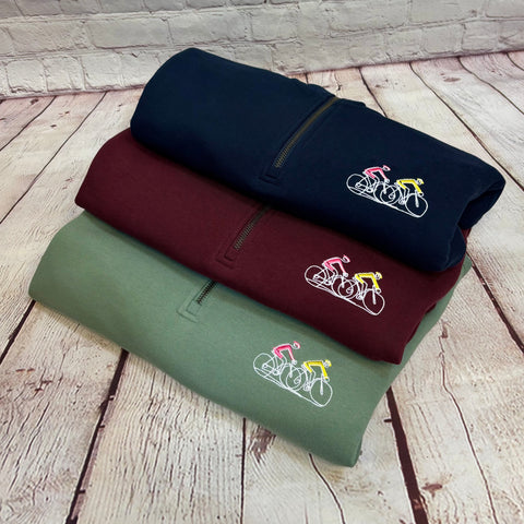 Cycling Duo - Embroidered 1/4 Zip Sweatshirt - (unisex)