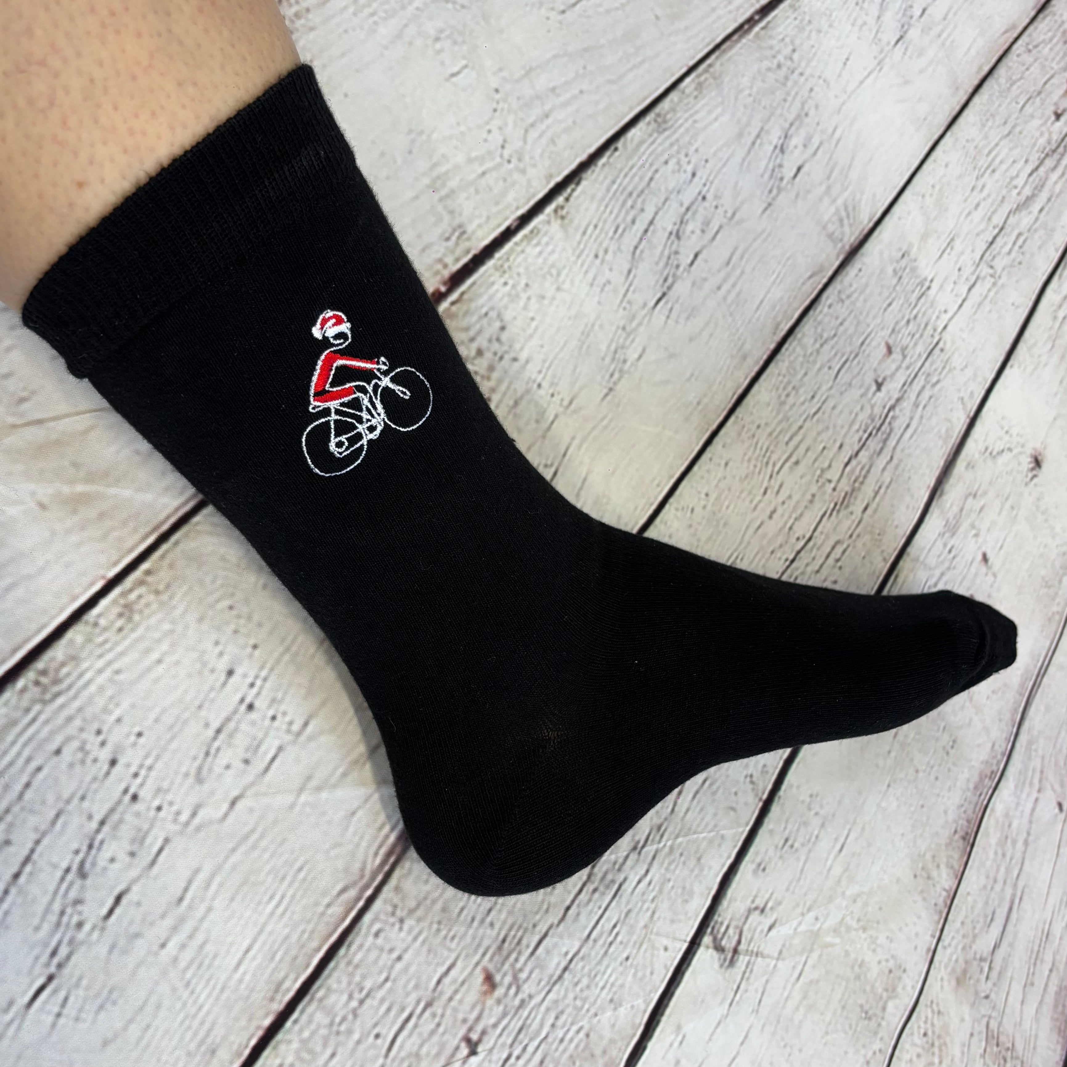 Cycling Santa Christmas Socks - LIMITED NUMBERS