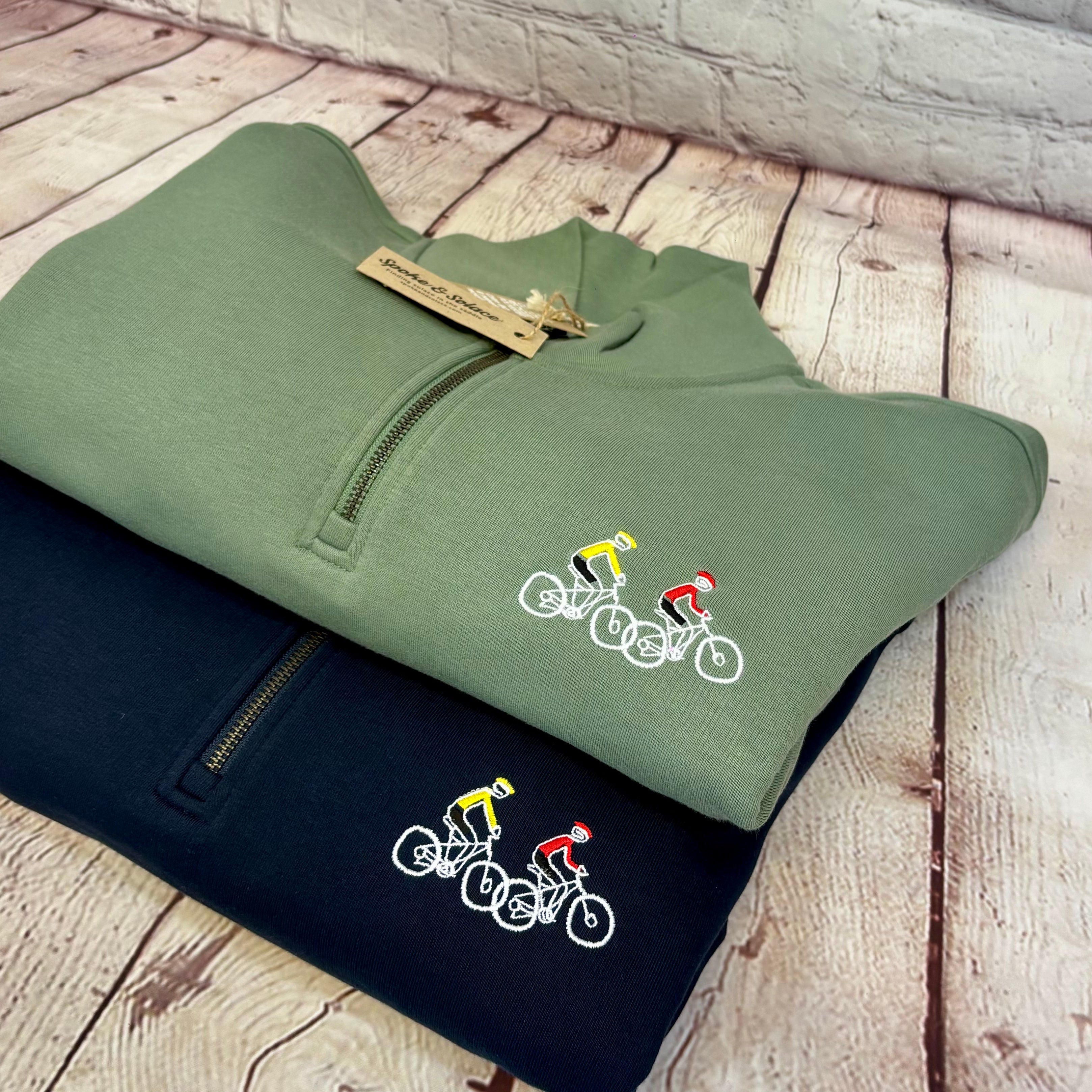 Mountain Bike Tour - Embroidered 1/4 Zip Sweatshirt - (unisex)