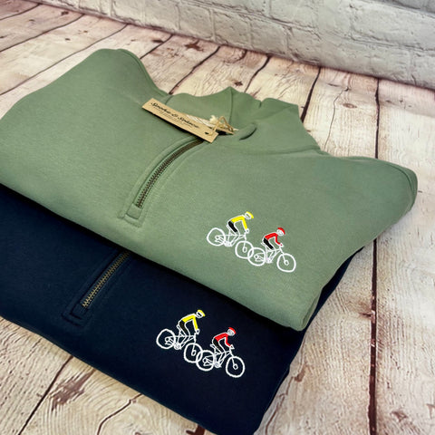 Mountain Bike Tour - Embroidered 1/4 Zip Sweatshirt - (unisex)