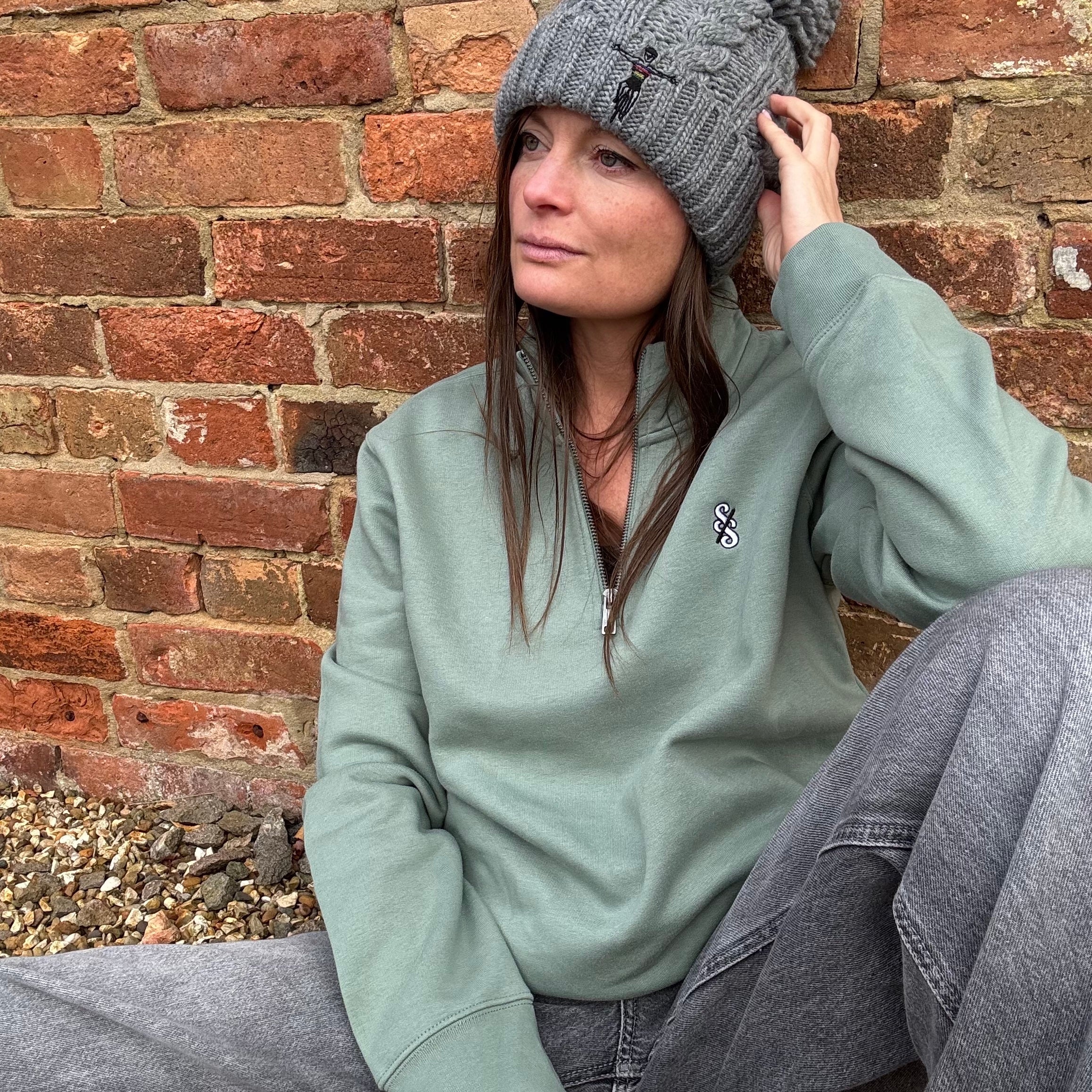 Spoke and Solace SS Monochrome - 1/4 Zip Sweatshirt - (unisex)