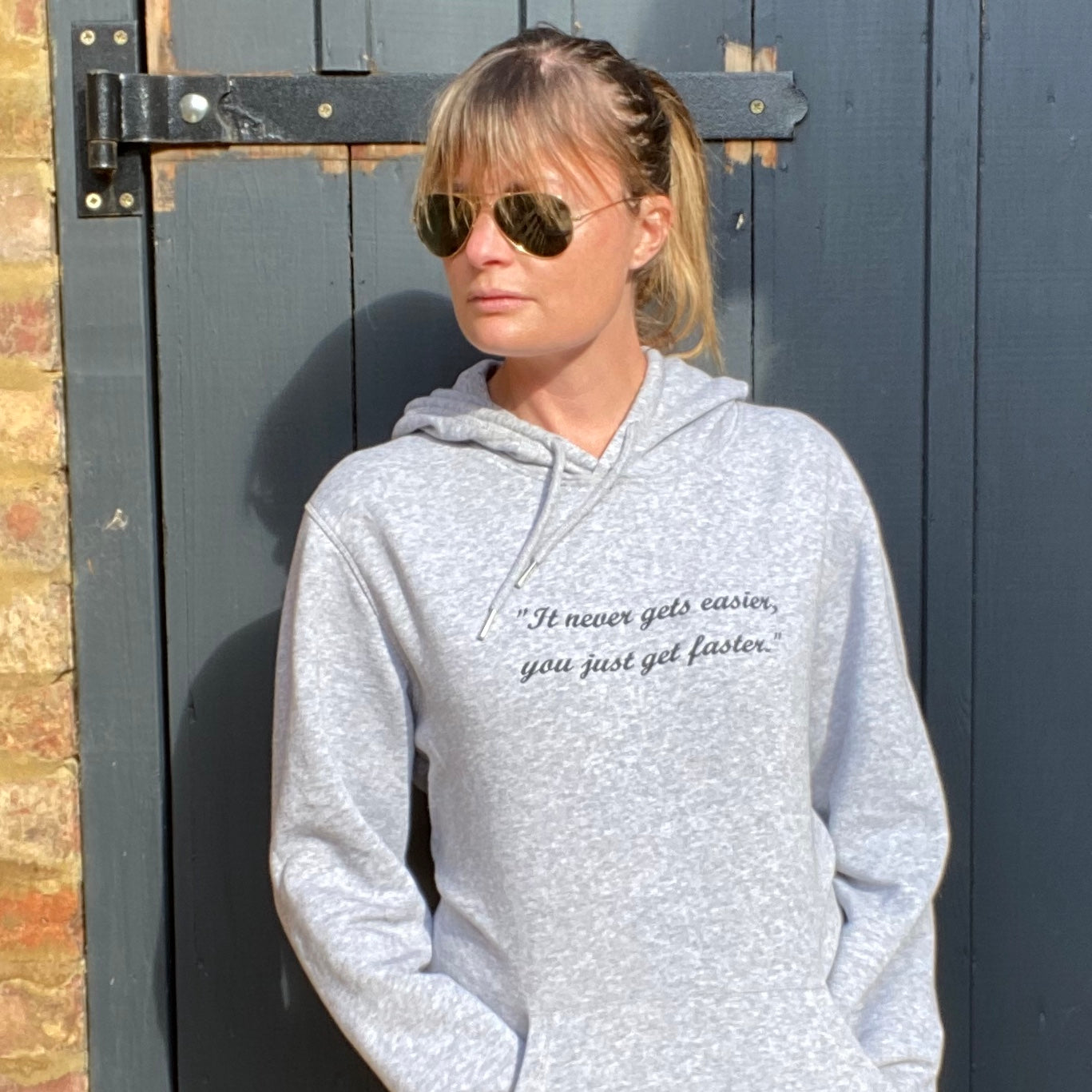Women's It never gets easier... Embroidered Hoodie - Spoke & Solace