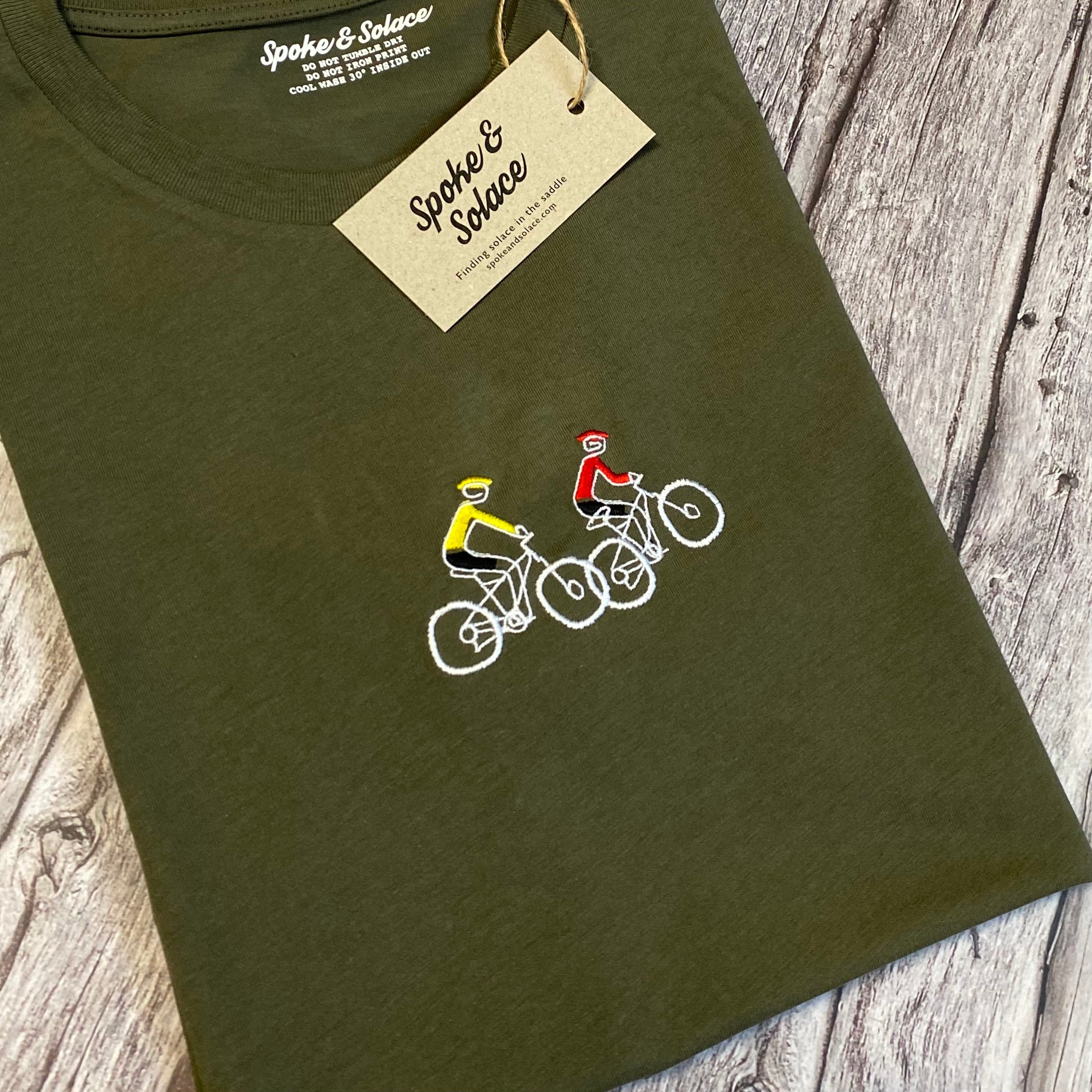 Mountain Bike Tour Embroidered T-Shirt - Spoke & Solace